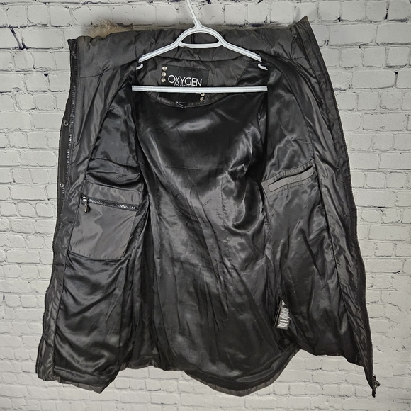 OXYGEN | leather & fur accent down/feather fill quilted jacket - Picture 5 of 13